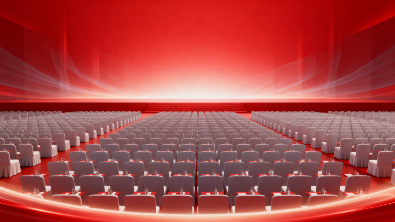 红色舞台会议厅场景图片