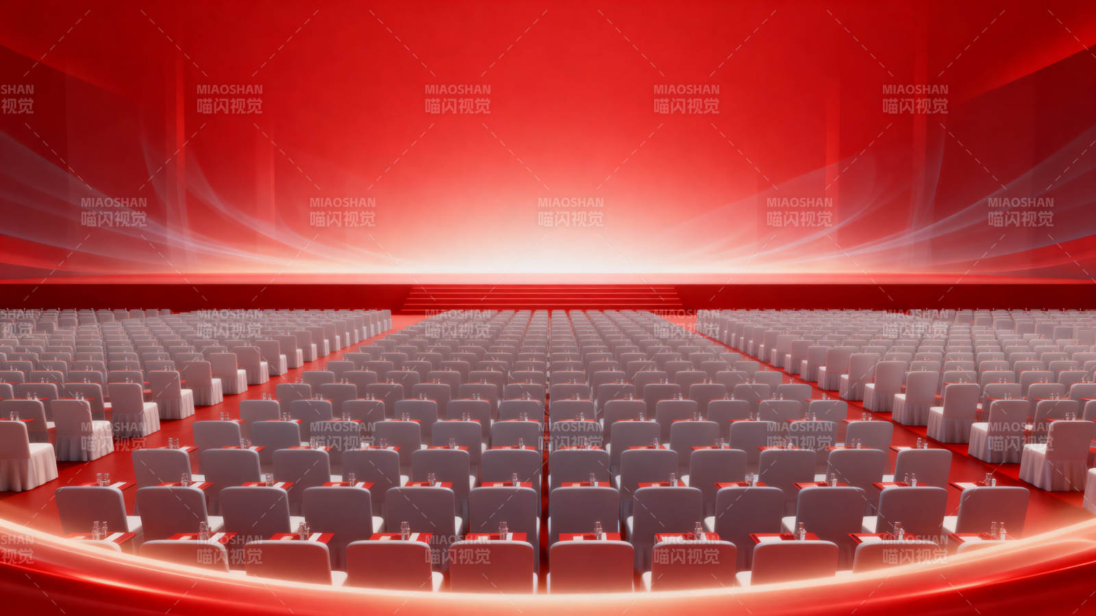 红色舞台会议厅场景图片