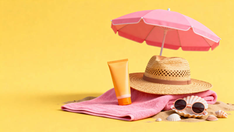 夏日海滩防晒必备物品图片