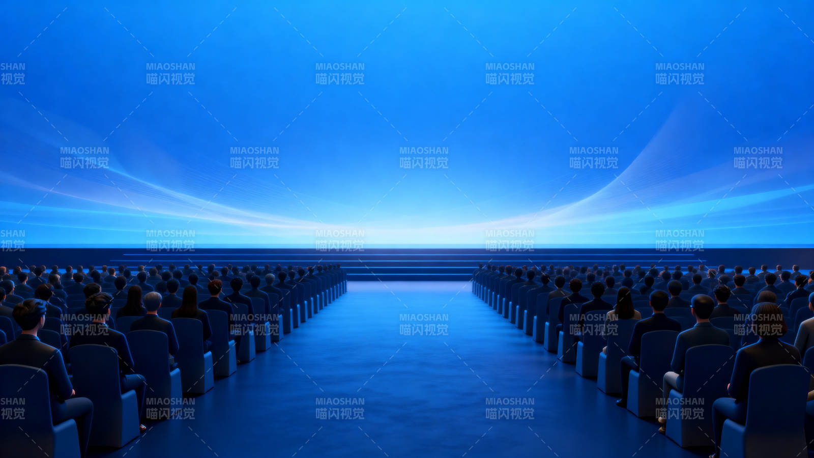 蓝色背景会议现场图片