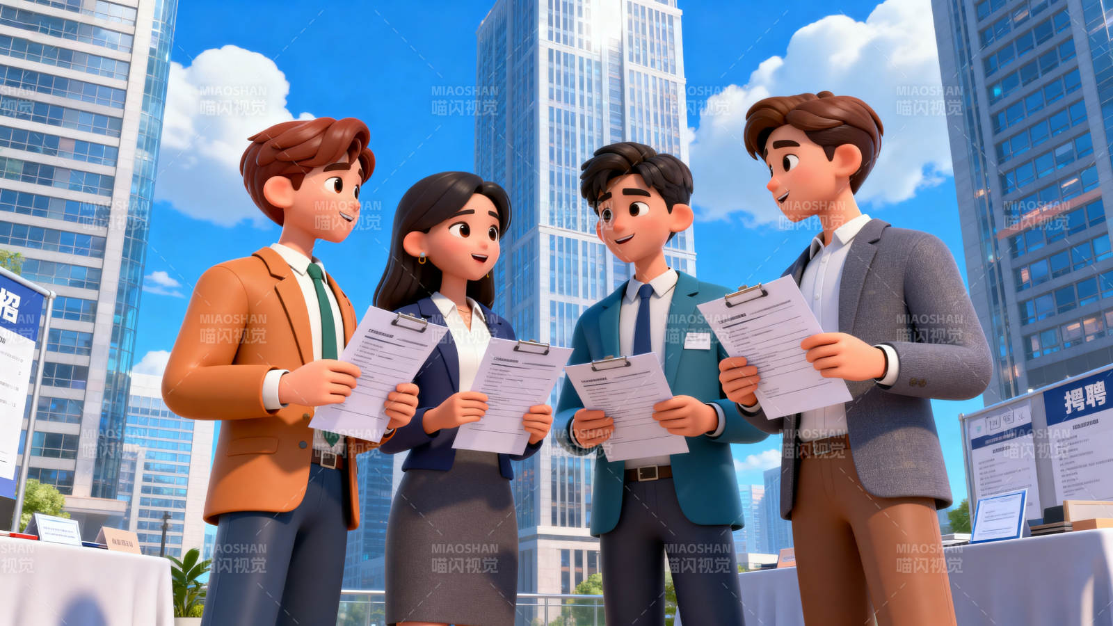 招聘现场交流简历图片