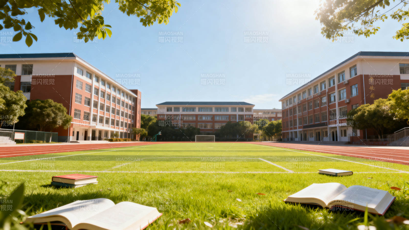 校园操场阳光下的学习时光图片