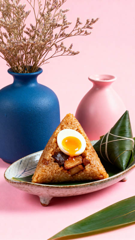 粽子搭配温泉蛋的美味组合图片