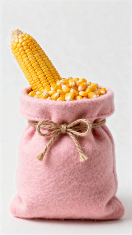 粉色布袋与玉米的组合图片