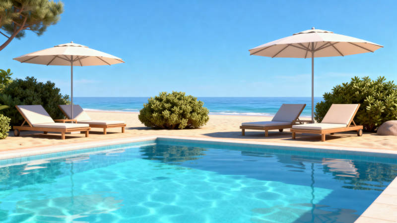 海边泳池度假休闲图片