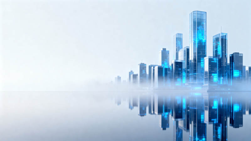 未来城市科技建筑倒影图片