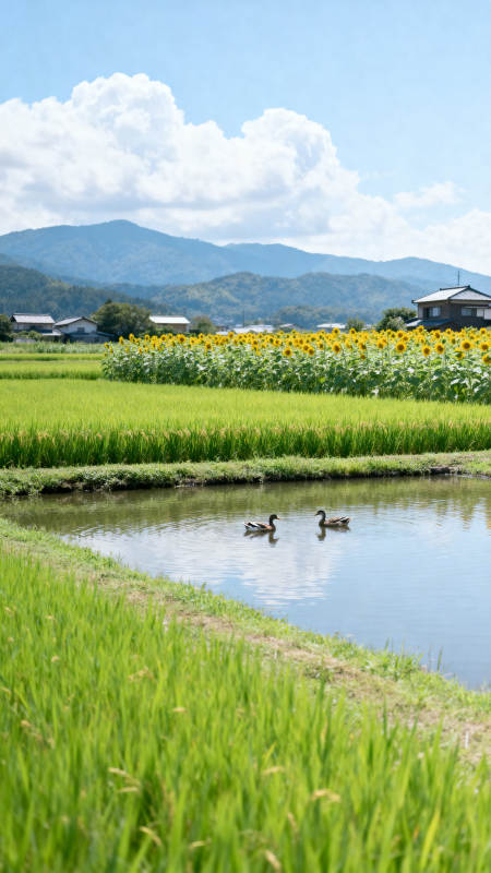 田园风光与向日葵田图片