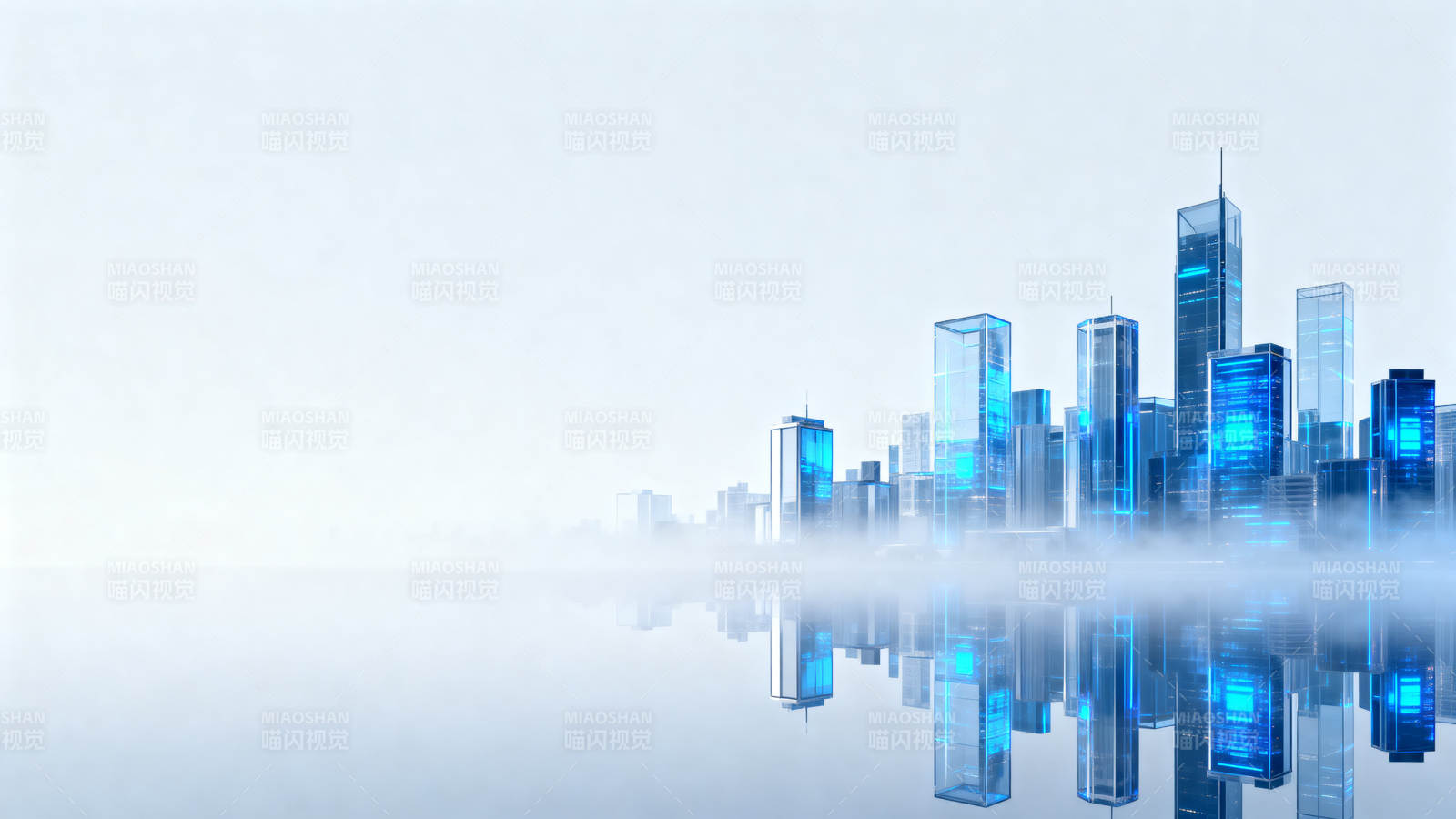 未来城市科技建筑倒影图片