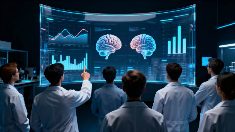 科学家研究大脑数据科技图片