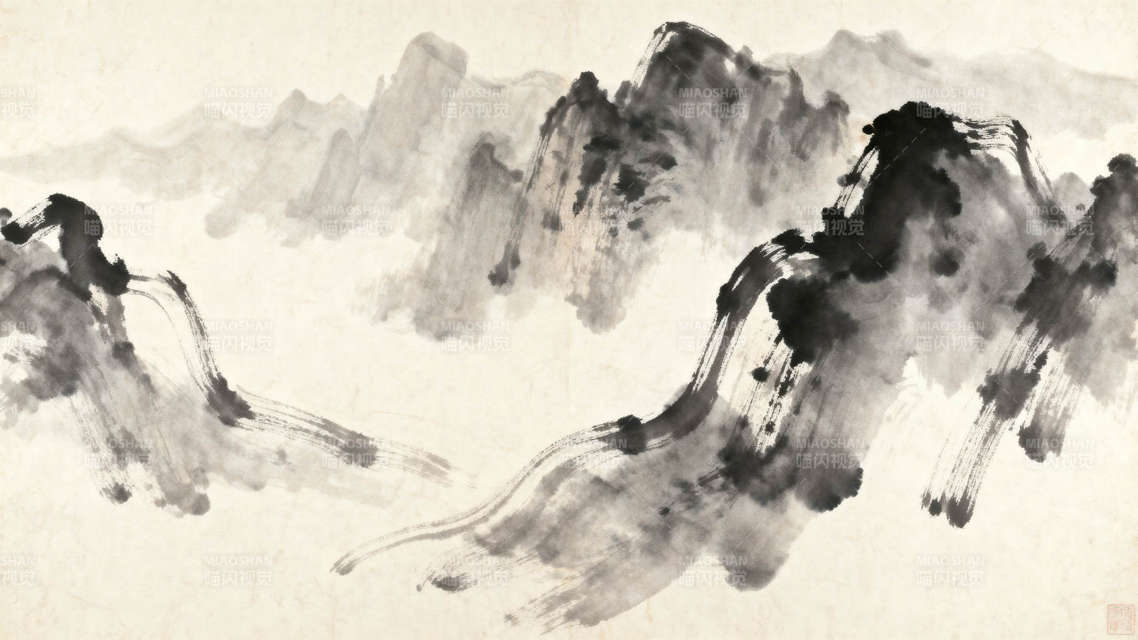 水墨山水画意境图片