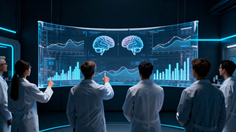 科学家研究大脑数据图片