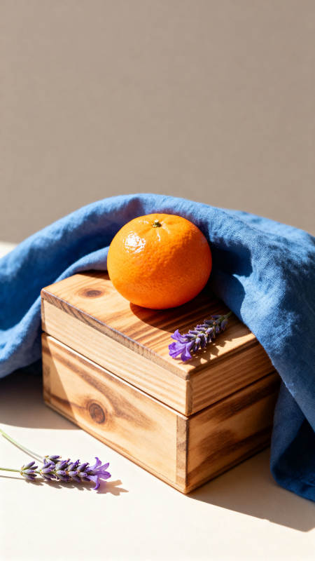 橘子与薰衣草的静物摆拍图片