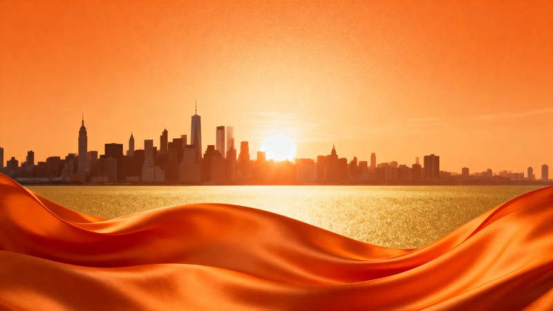 城市日出橙色绸缎图片