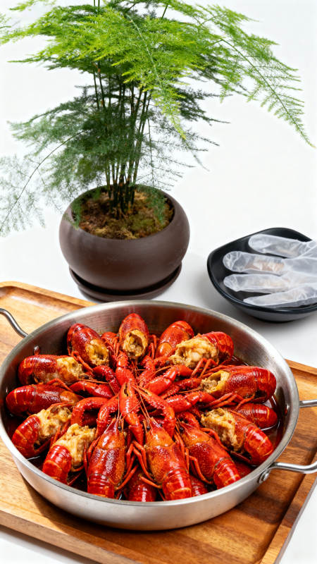 美味小龙虾摆盘特写图片