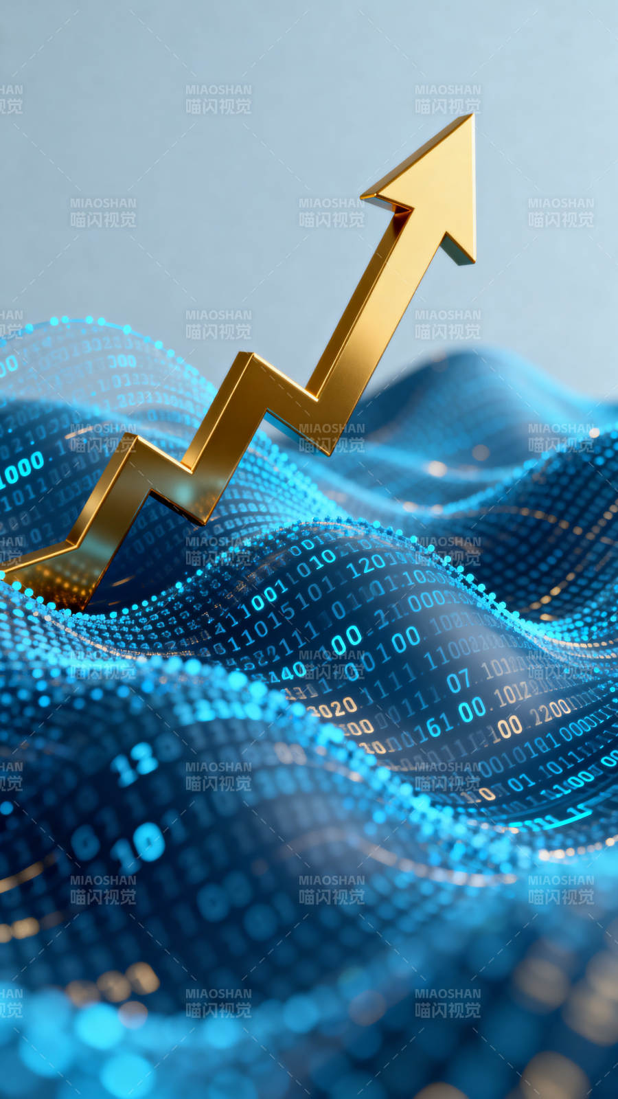 金色箭头数据波浪增长图片