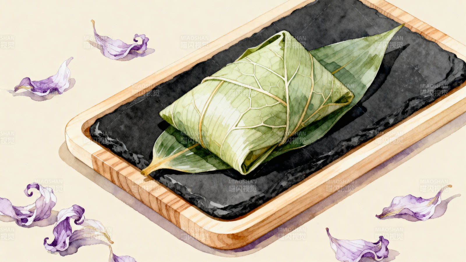 粽子竹盘传统美食图片