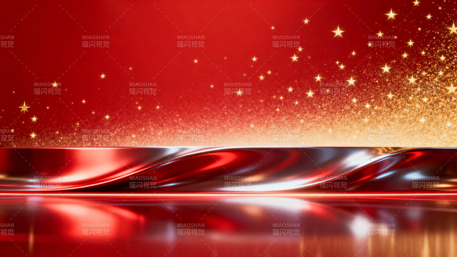 红色背景金色星光抽象图案图片