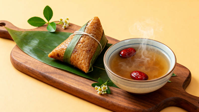 端午节粽子与红枣汤图片