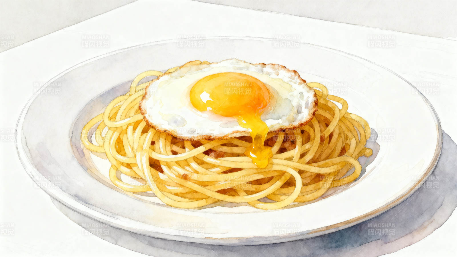 煎蛋意大利面美食特写图片