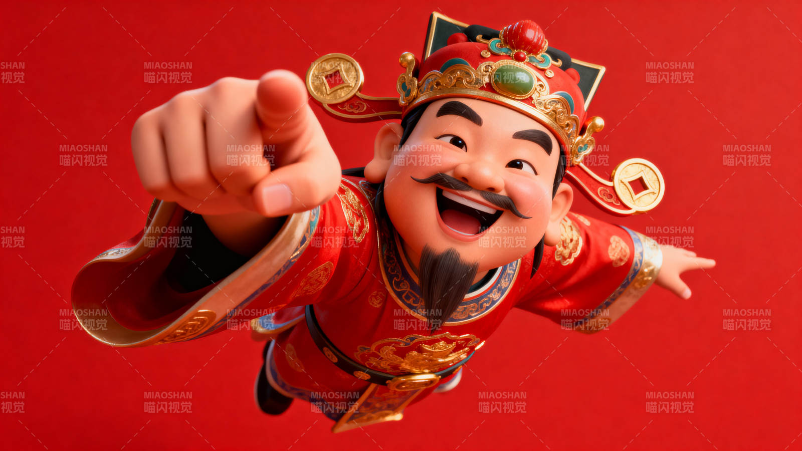 财神爷送福招财进宝图片