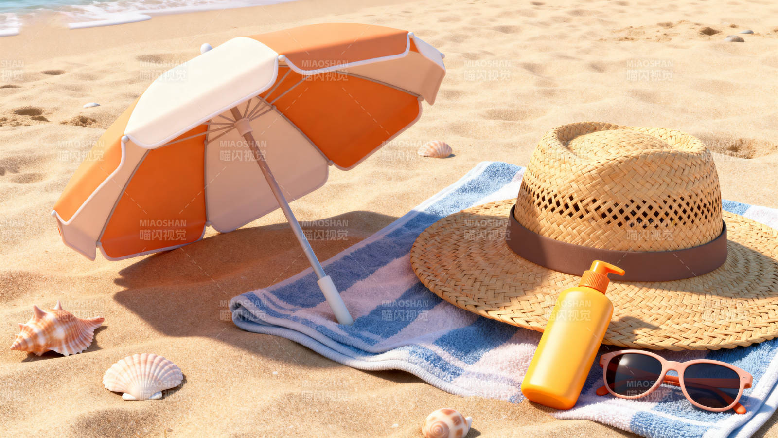 沙滩度假防晒必备物品图片