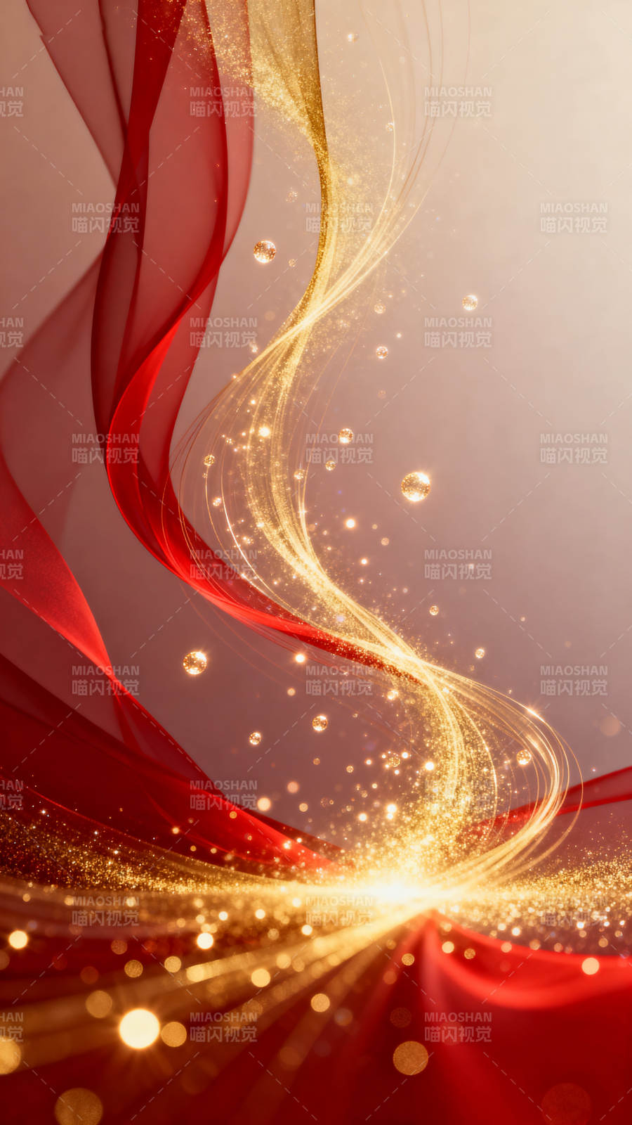红色丝带金色光效背景图片