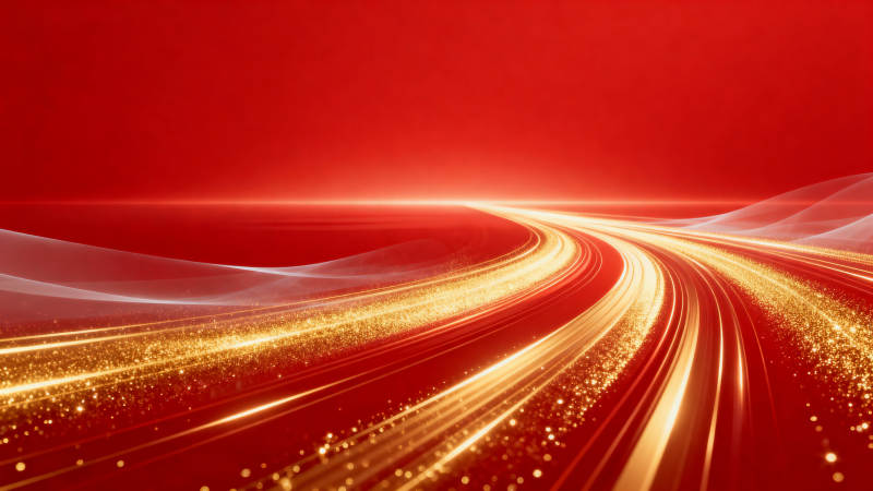 红色背景金色光束抽象背景图片