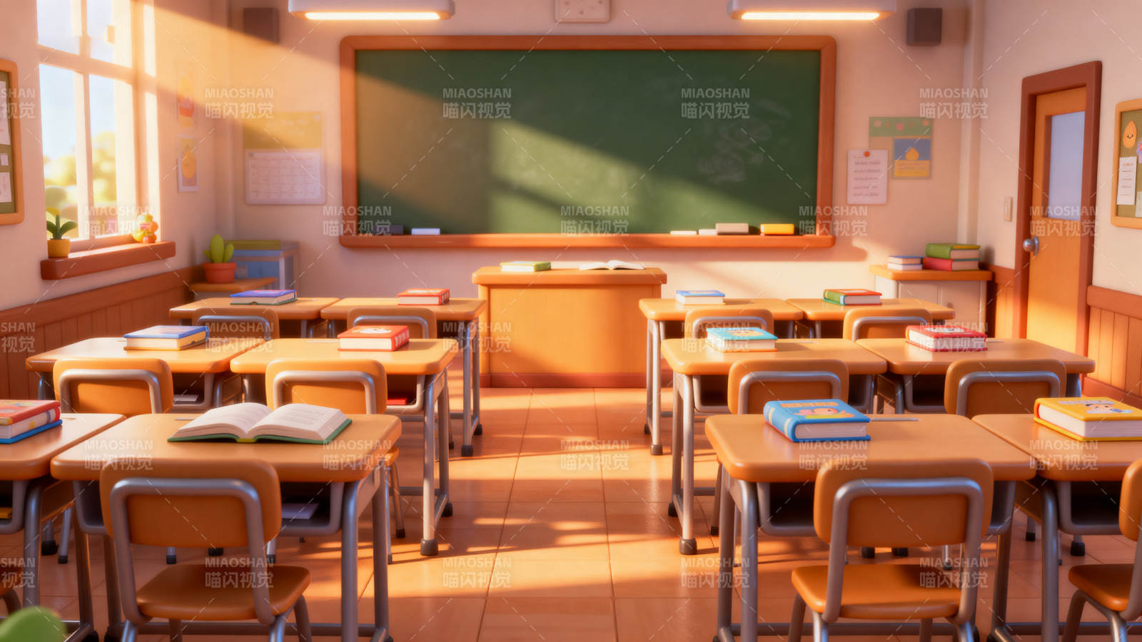 阳光洒满教室的温馨课堂图片