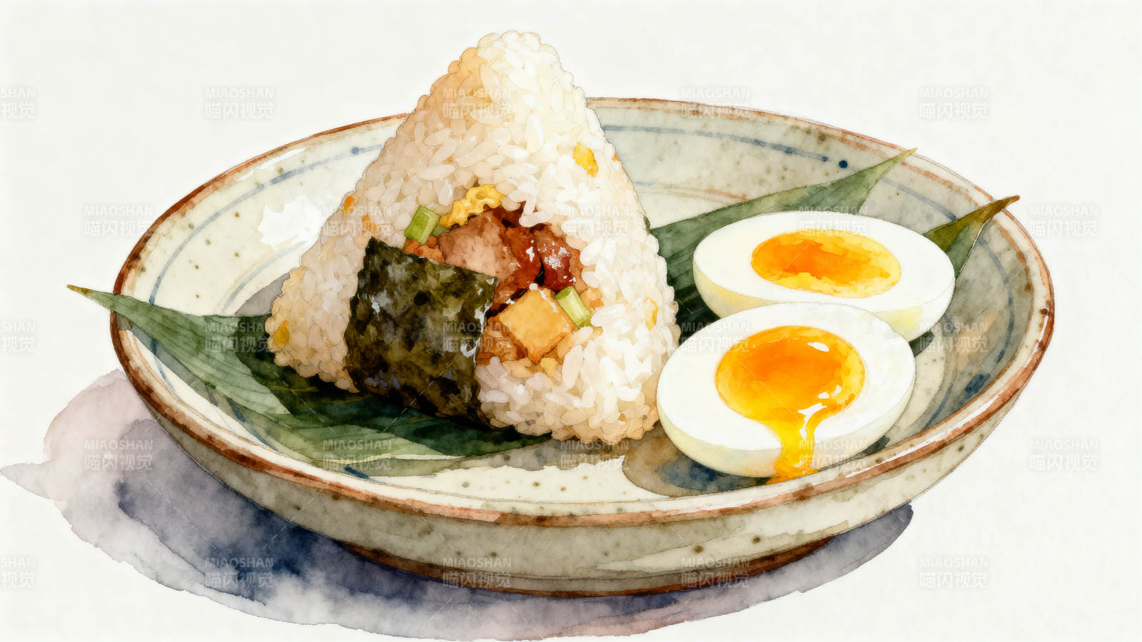米饭团与流心蛋的搭配图片
