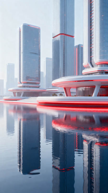 未来城市建筑倒影图片