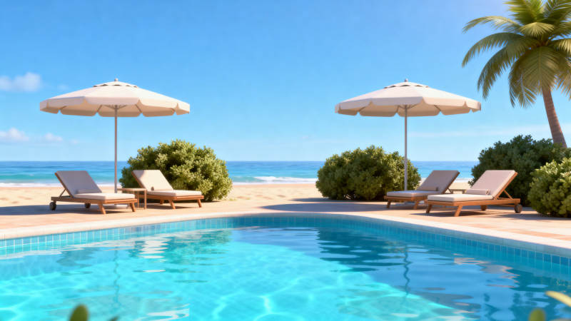 海边泳池度假休闲图片