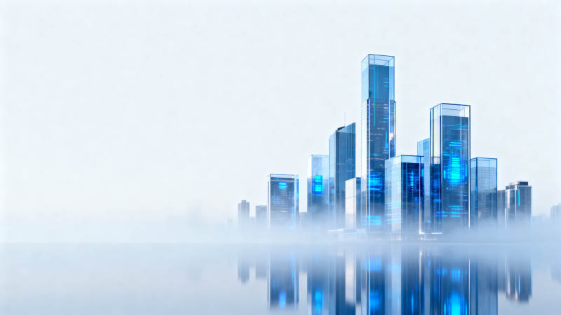 未来城市科技建筑倒影图片