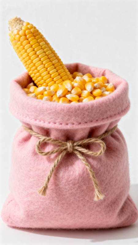 粉色布袋与玉米的组合图片
