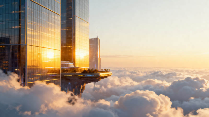 云海之上的摩天大楼图片