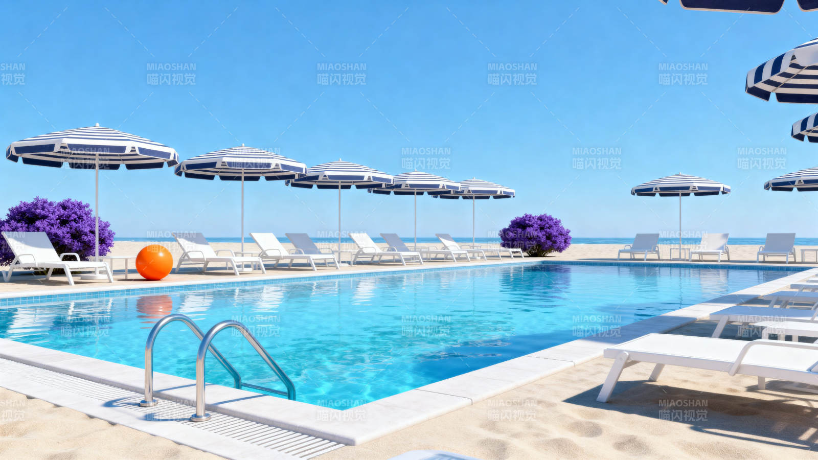 海边泳池度假休闲场景图片
