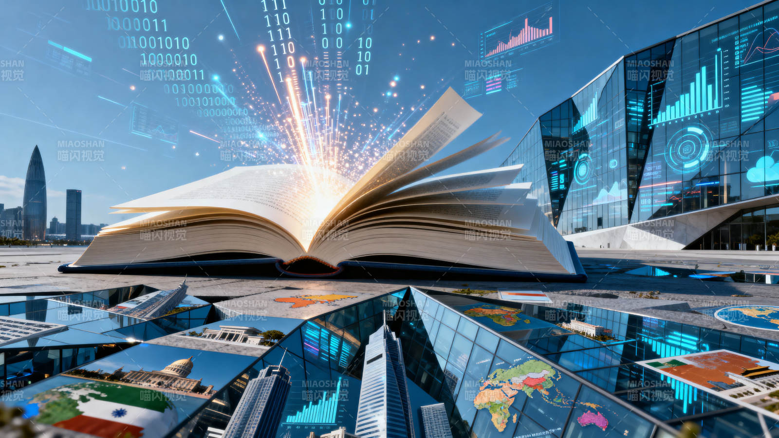 科技书籍与数字城市图片
