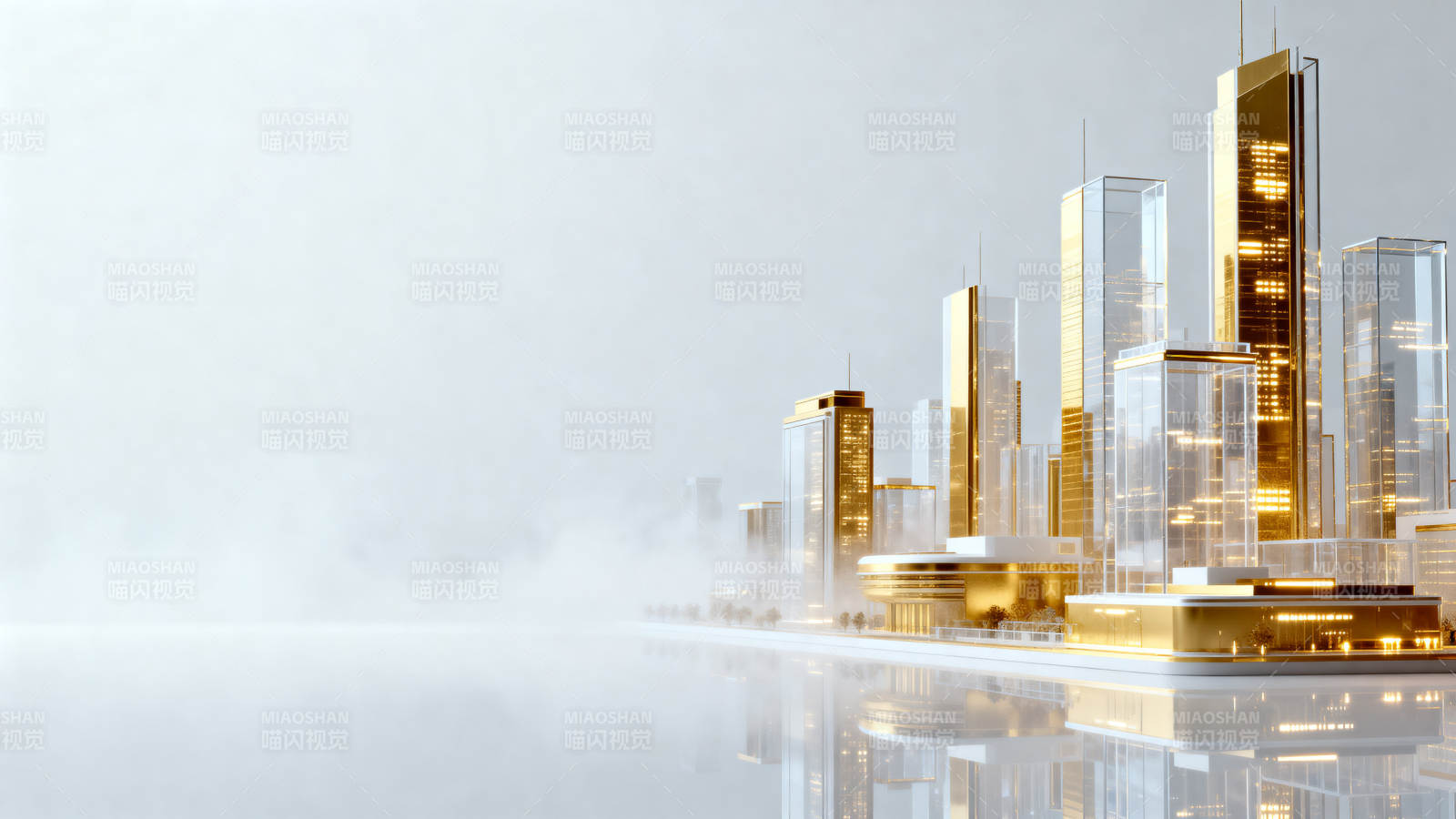 金色城市模型科幻建筑图片