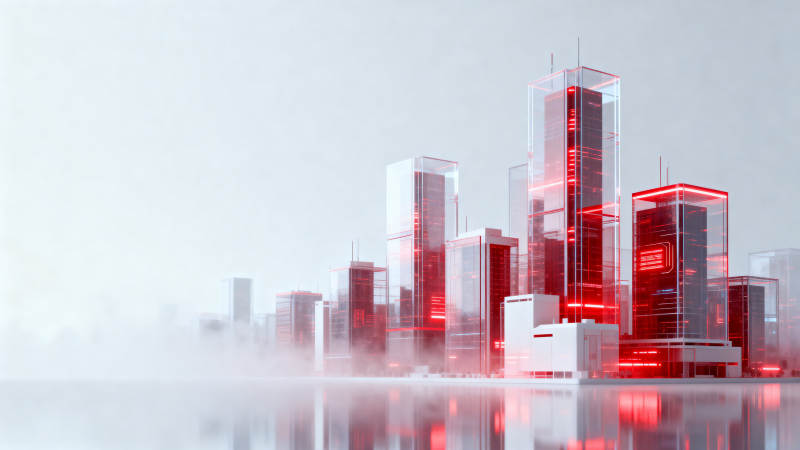 未来城市红色光影建筑图片