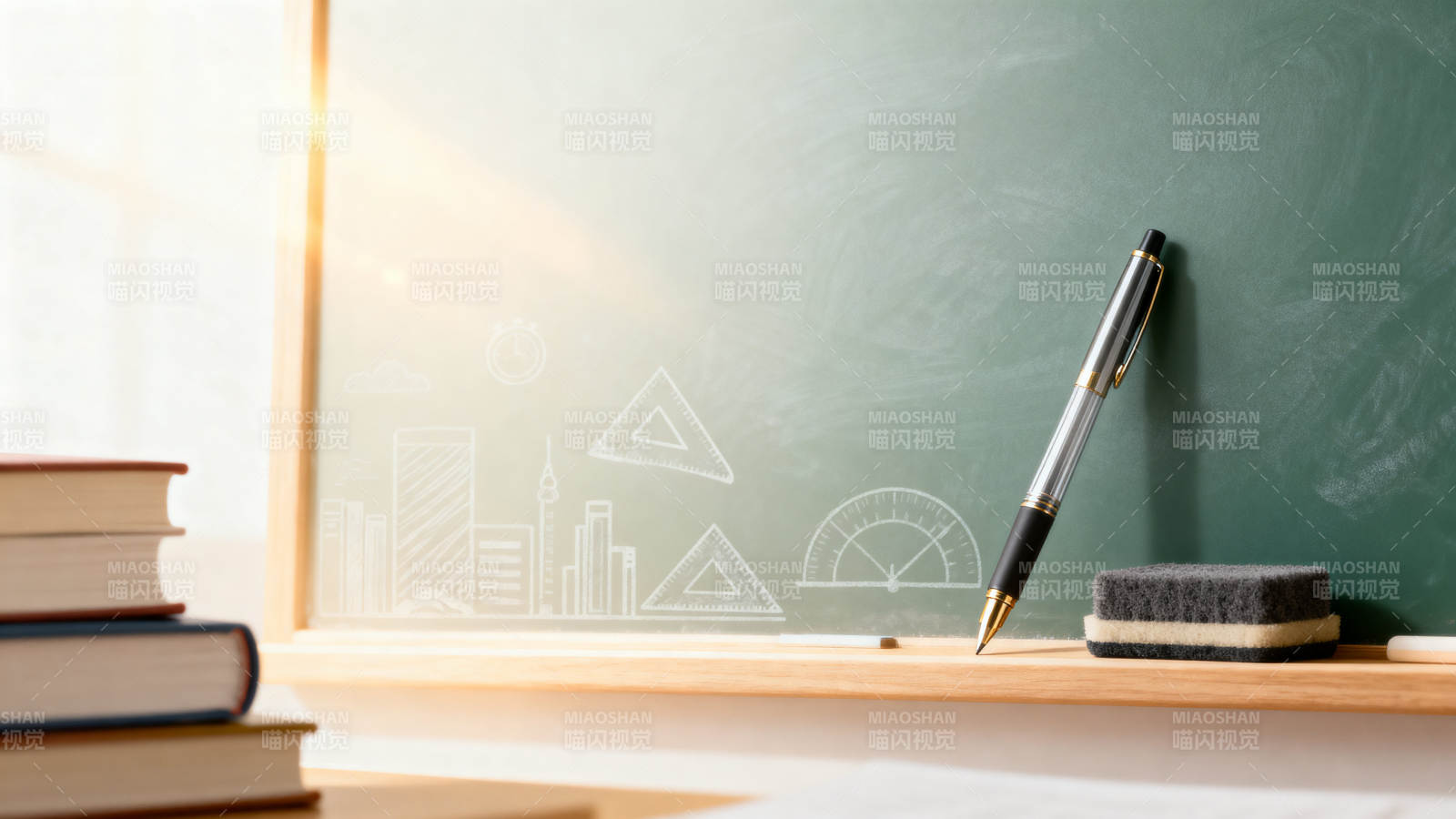 黑板教学文具课堂场景图片