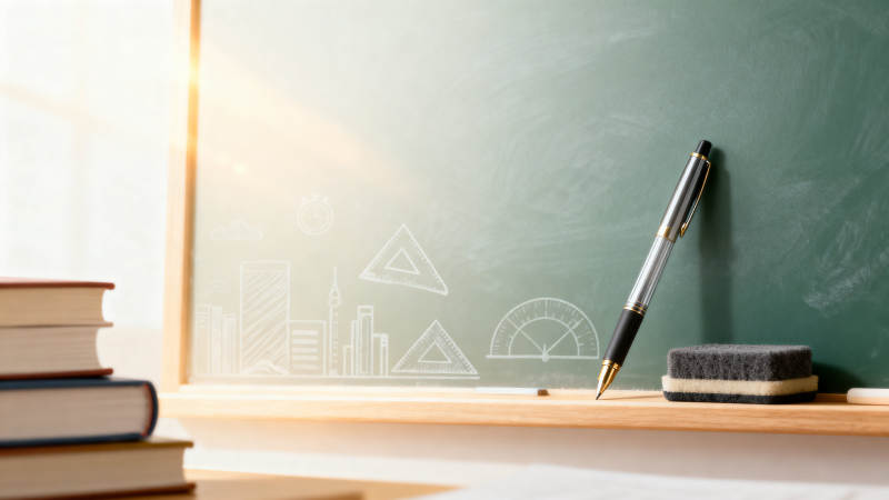 黑板教学文具课堂场景图片