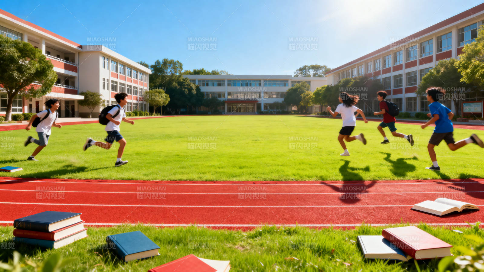 校园操场上的奔跑时光图片