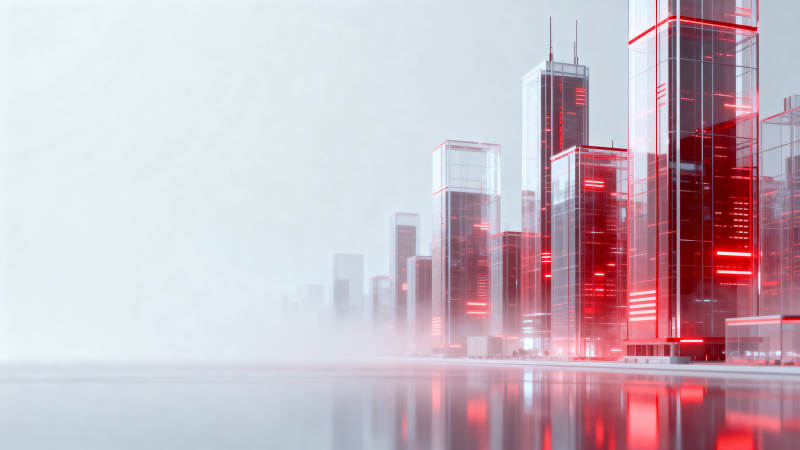 未来城市红色光影建筑图片