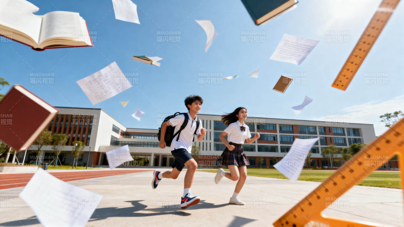校园青春奔跑瞬间图片