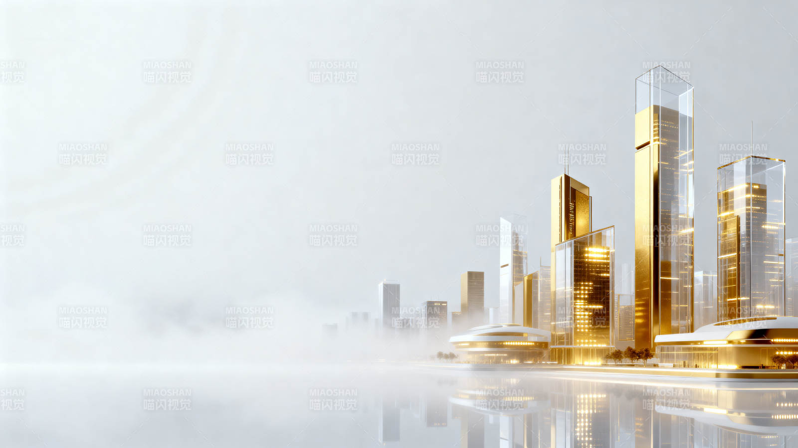 未来城市金色建筑图片