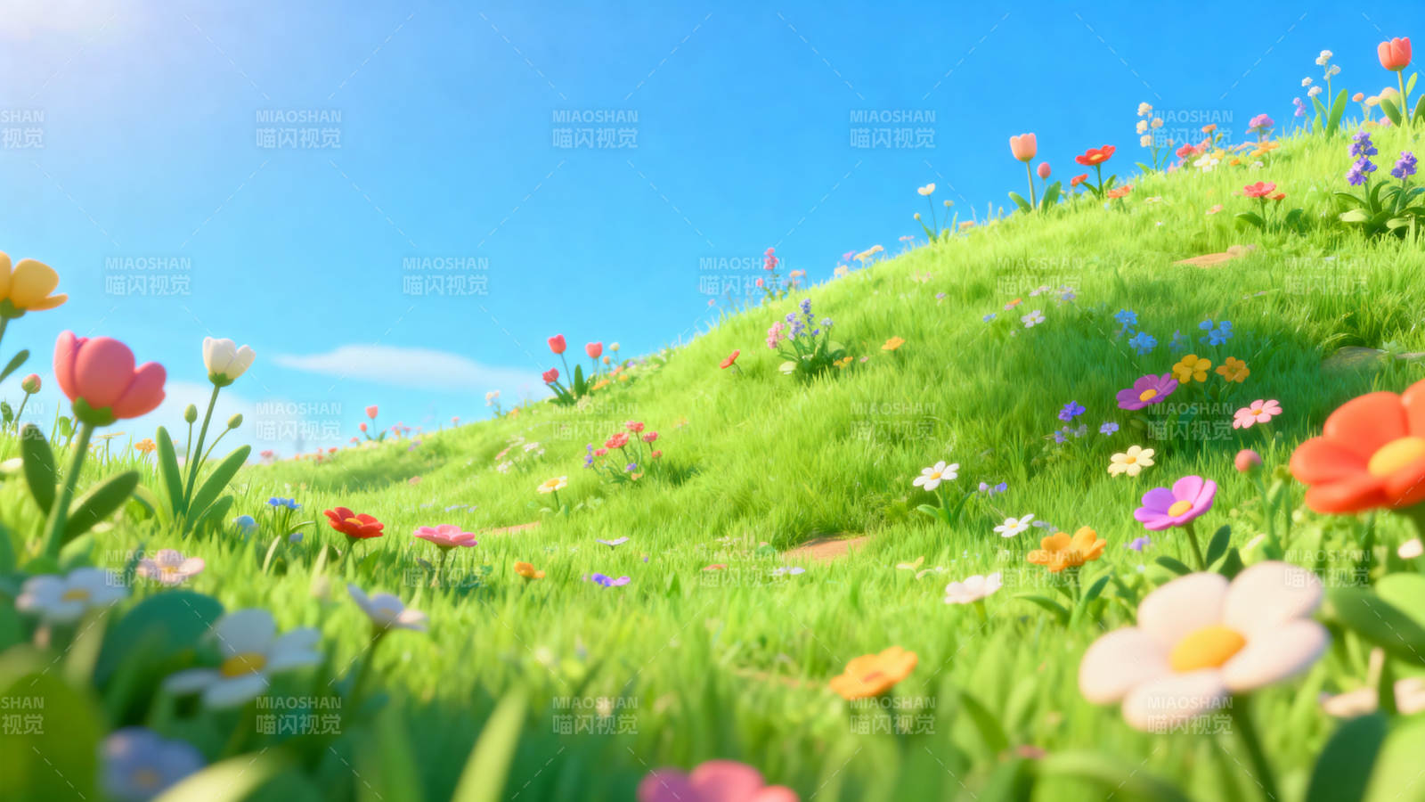 阳光花坡春意盎然图片