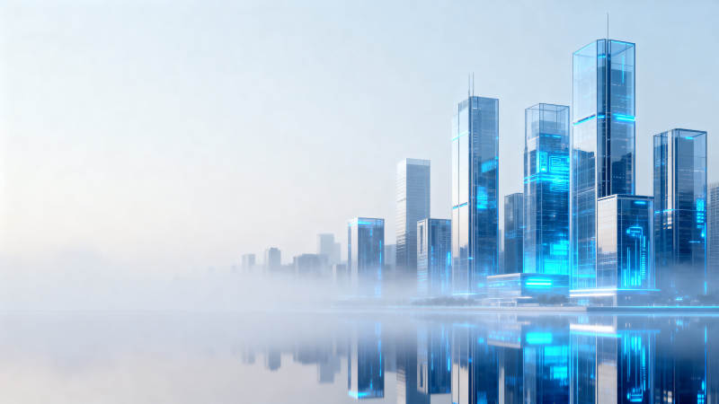 未来城市科技建筑倒影图片