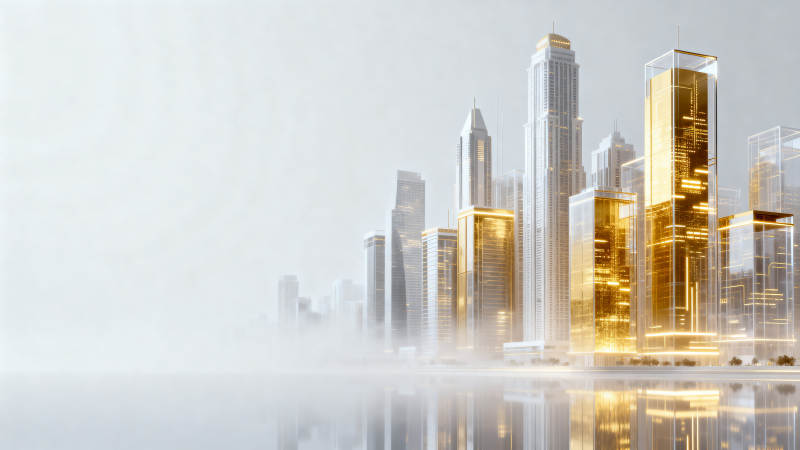 未来城市金色高楼图片