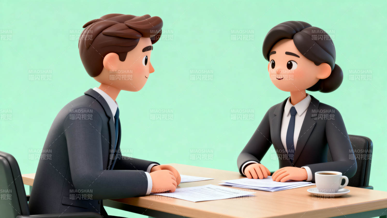 商务面试洽谈场景图片