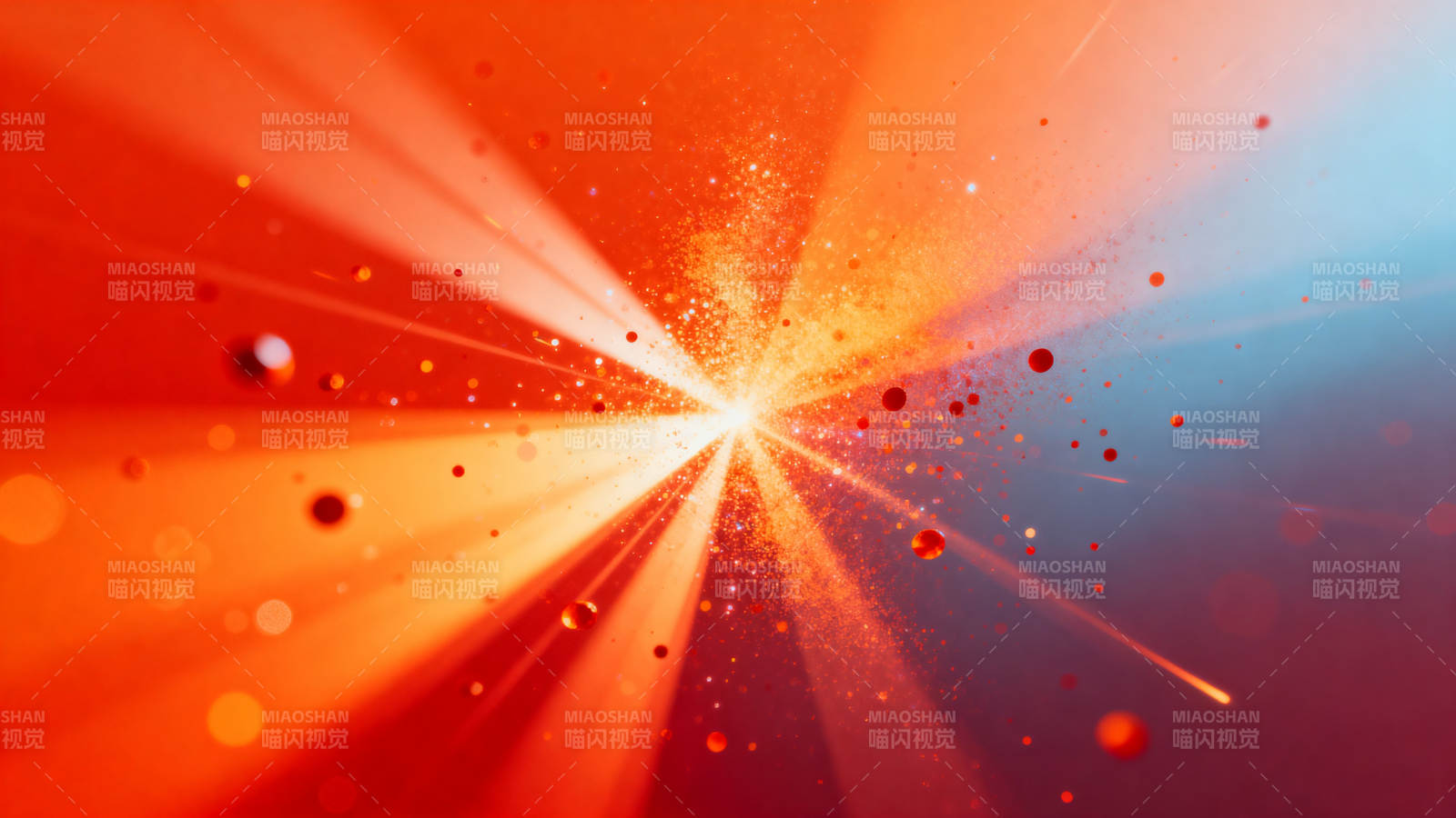 橙蓝光束粒子爆发图片