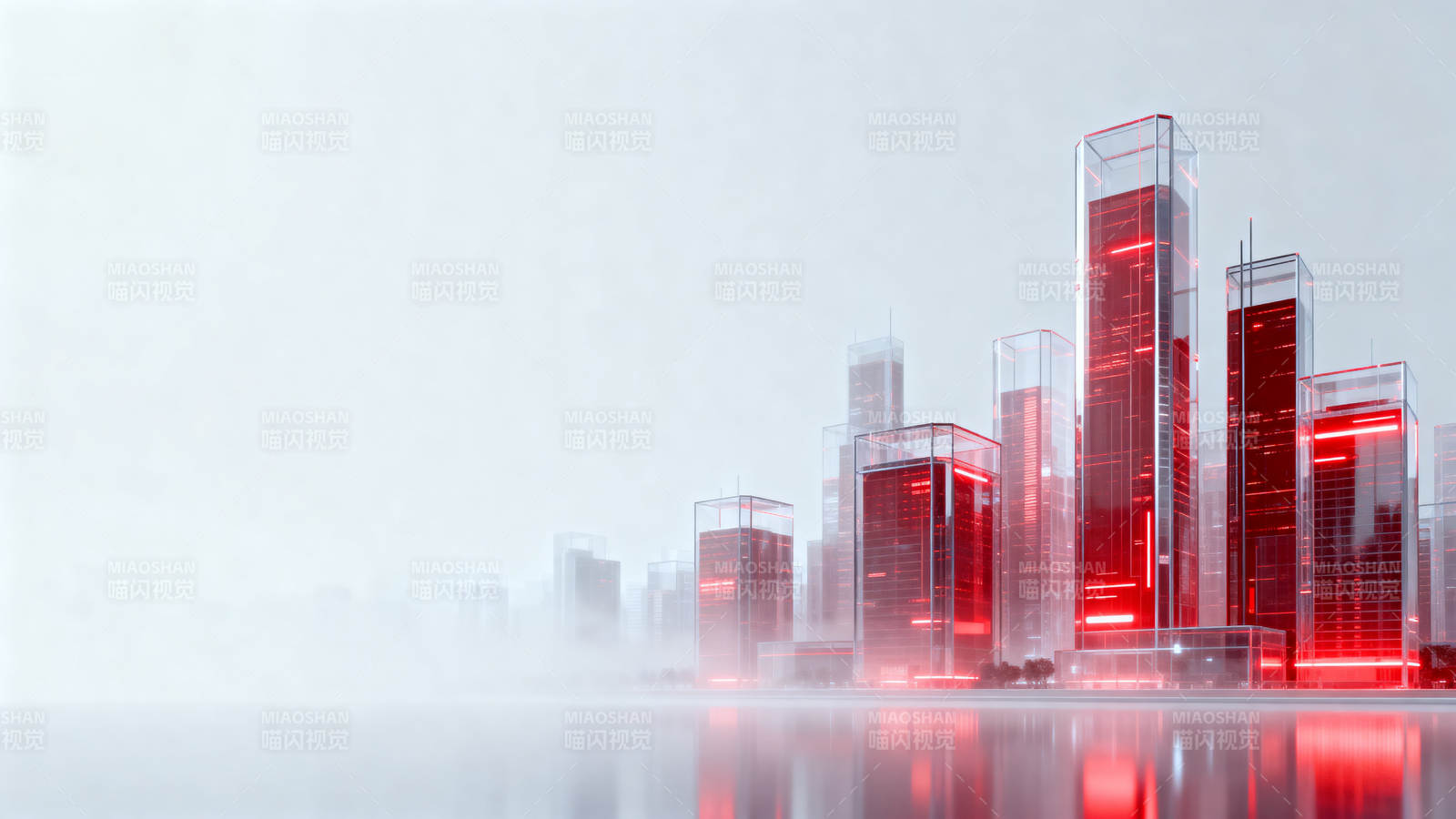 未来城市红色光影建筑图片